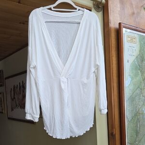 Free People White Low Back Long Sleeve